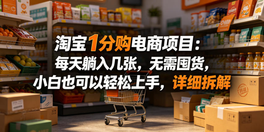 淘宝1分购电商项目：每天躺入几张，无需囤货，小白也可以轻松上手，详细拆解-xiaobairz