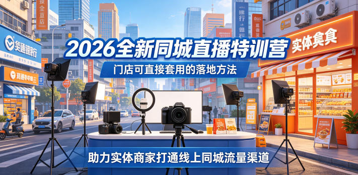 2026全新同城直播特训营，门店可直接套用的落地方法，助力实体商家打通线上同城流量渠道-xiaobairz