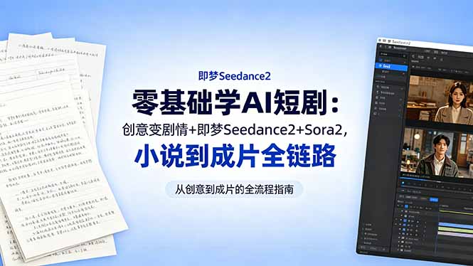 零基础学AI短剧：创意变剧情+即梦Seedance2+Sora2，小说到成片全链路-xiaobairz