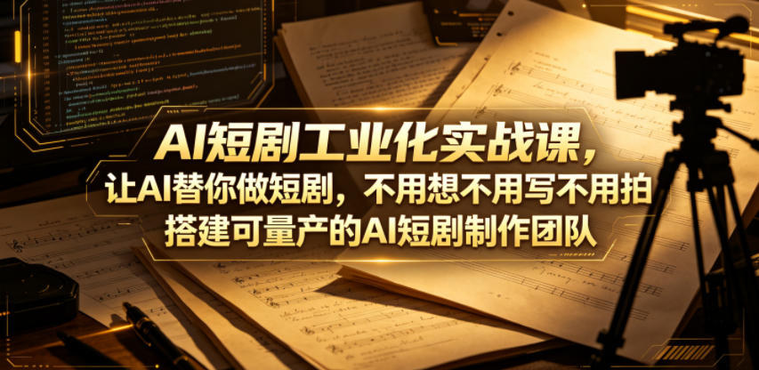 AI短剧工业化实战课，让AI替你做短剧，不用想不用写不用拍，搭建可量产的AI短剧制作团队-xiaobairz