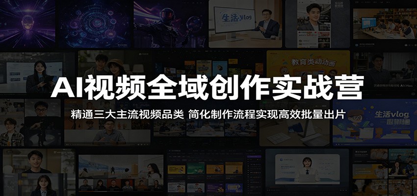 AI视频全域创作实战营：精通三大主流视频品类，简化制作流程实现高效批量出片-xiaobairz