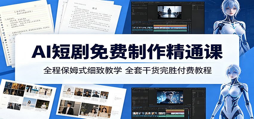 AI短剧免费制作精通课：全程保姆式细致教学，全套干货完胜付费教程-xiaobairz