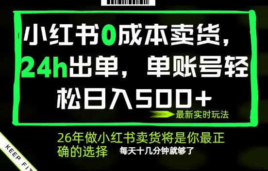 小红书0成本AI卖货，24小时出单，全流程托管，保底日入500+，每天十几分钟就够了【揭秘】-xiaobairz