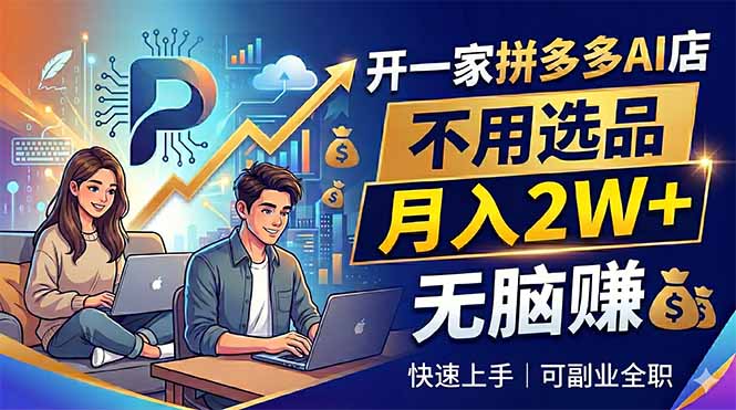 开一家拼多多AI店，不用选品，月入2W+，无脑赚，可副业全职-xiaobairz